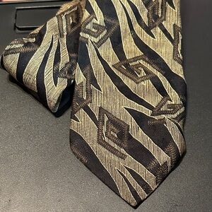 Sartori Silk Black and Gold made in Italy Geometric Men's Tie